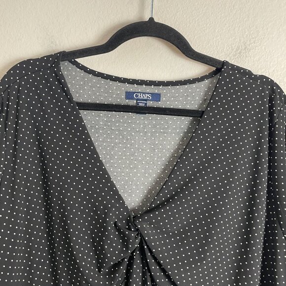 Chaps Womens Plus 3X Polka Dot Twist Front V Neck Short Sleeve Tunic Top Shirt - Picture 8 of 10